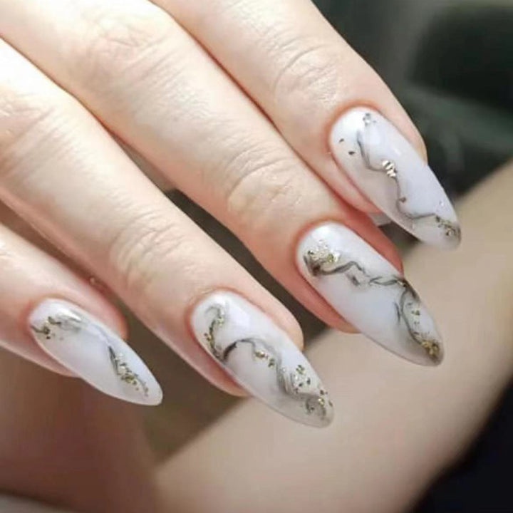 Marbled Design Elegant Stiletto Press-On Nails Kalsten