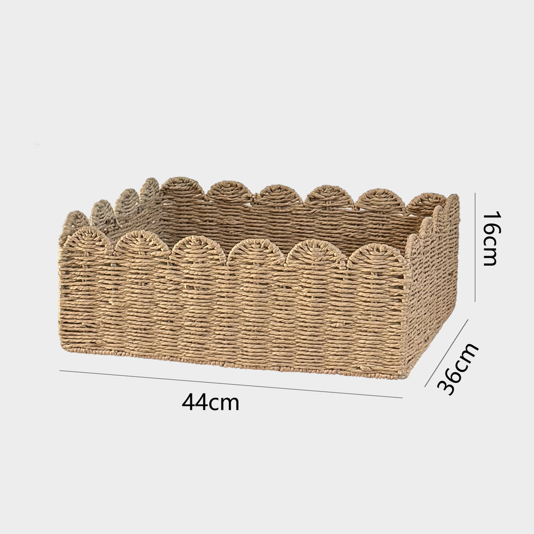 Handcrafted storage basket with playful wave edge Kalsten