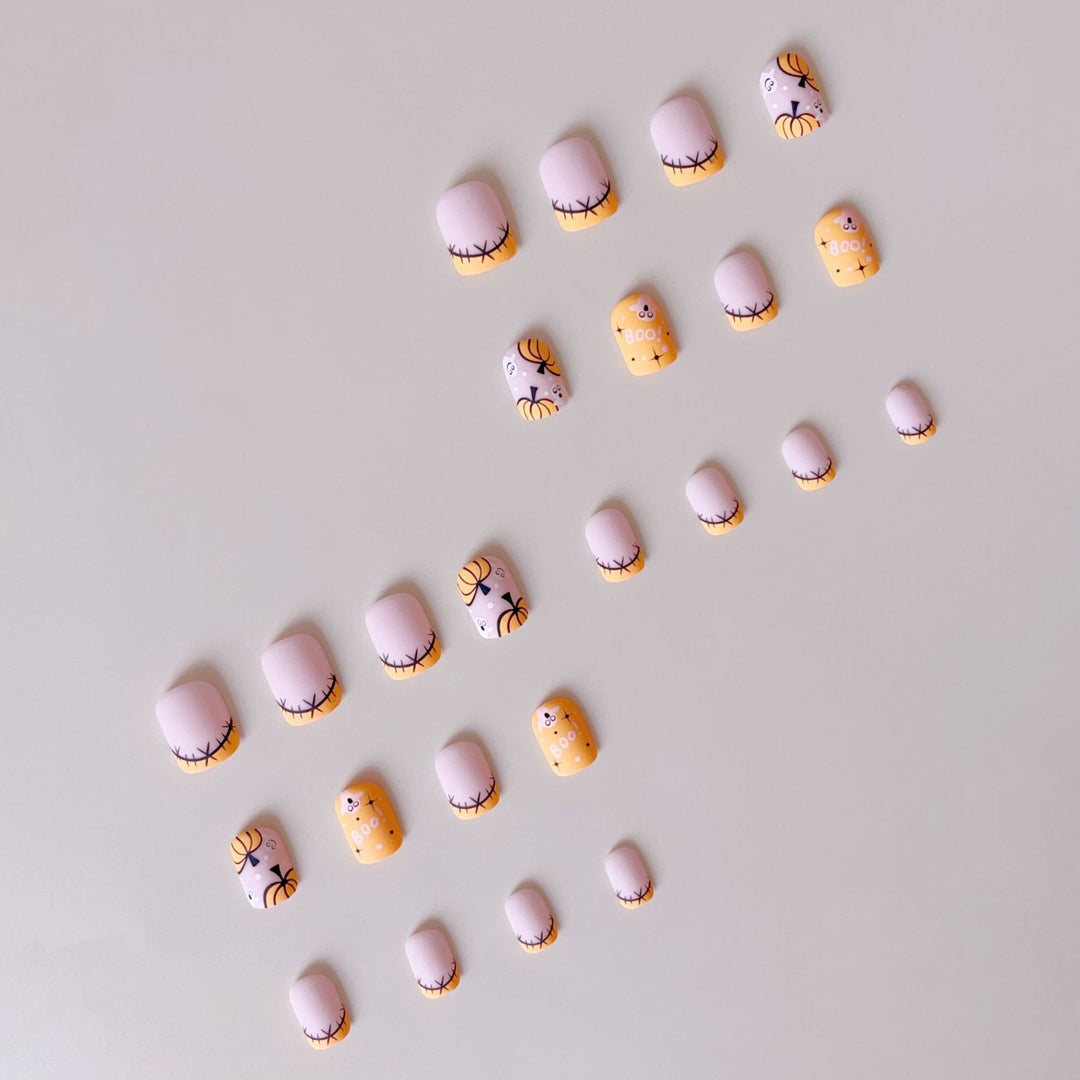 Halloween Fake Nail Set with Cute Pumpkin and Ghost Designs Kalsten