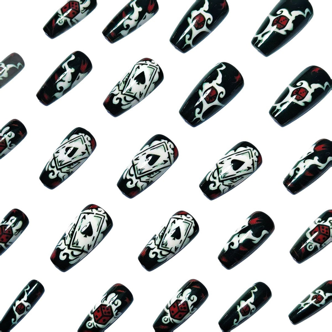 Artificial nails with playing cards and dice motif Kalsten