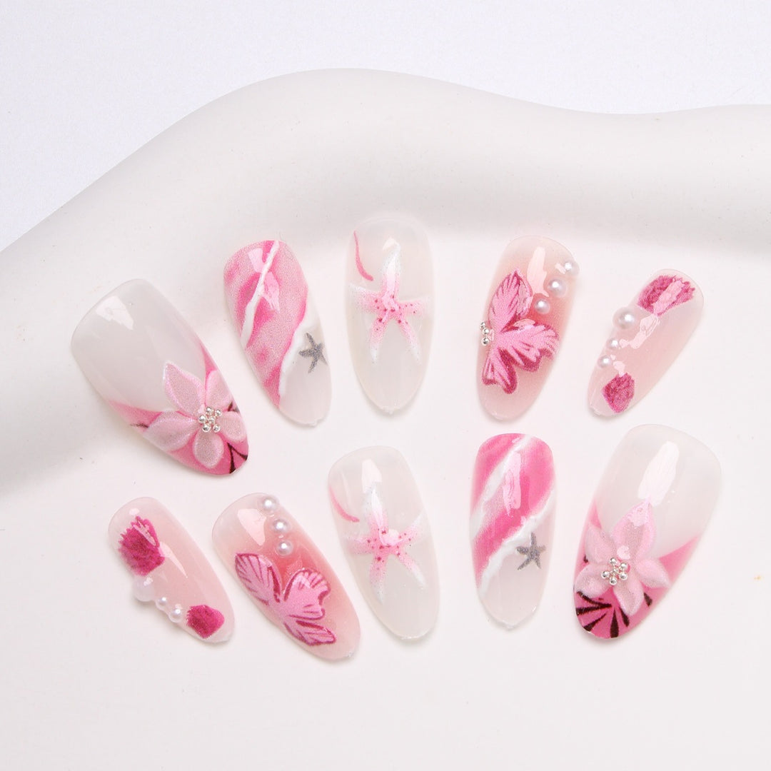 Elegant Floral Accented Press-On Nail Set Kalsten