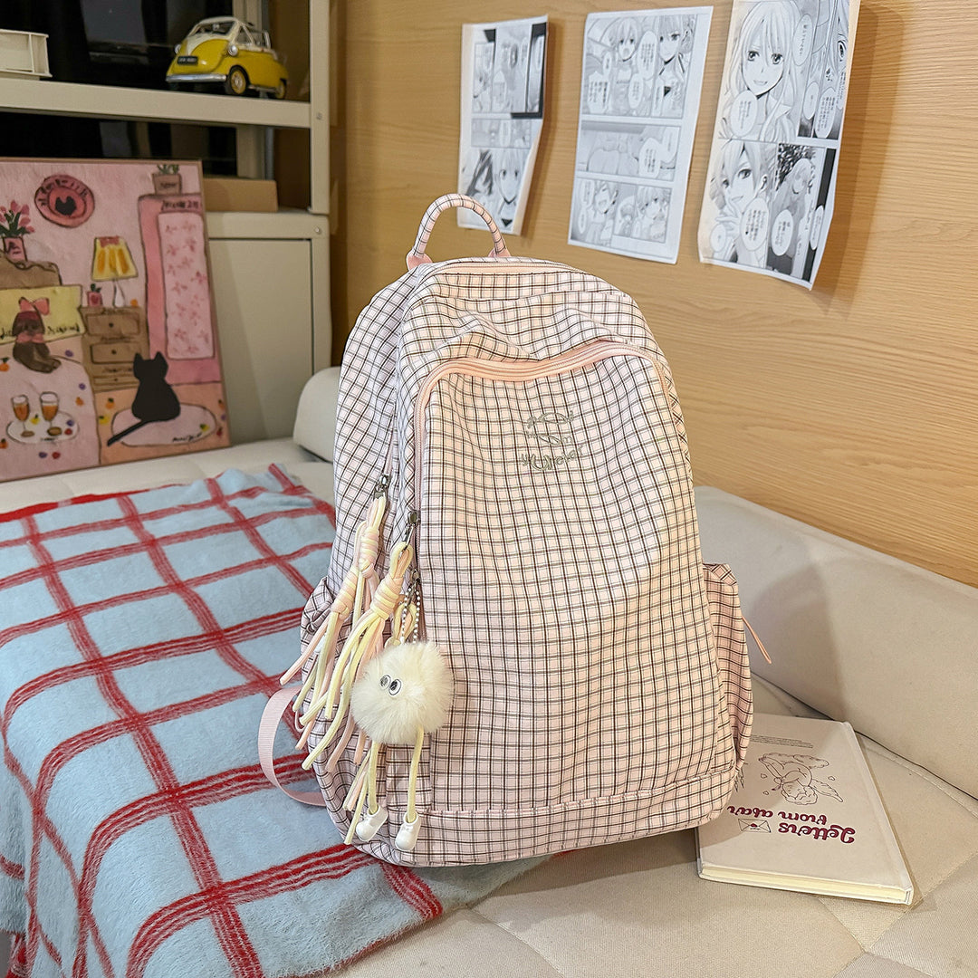 Stylish Checked Pattern Backpack