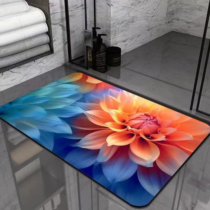 Floral Print Bathroom Mat