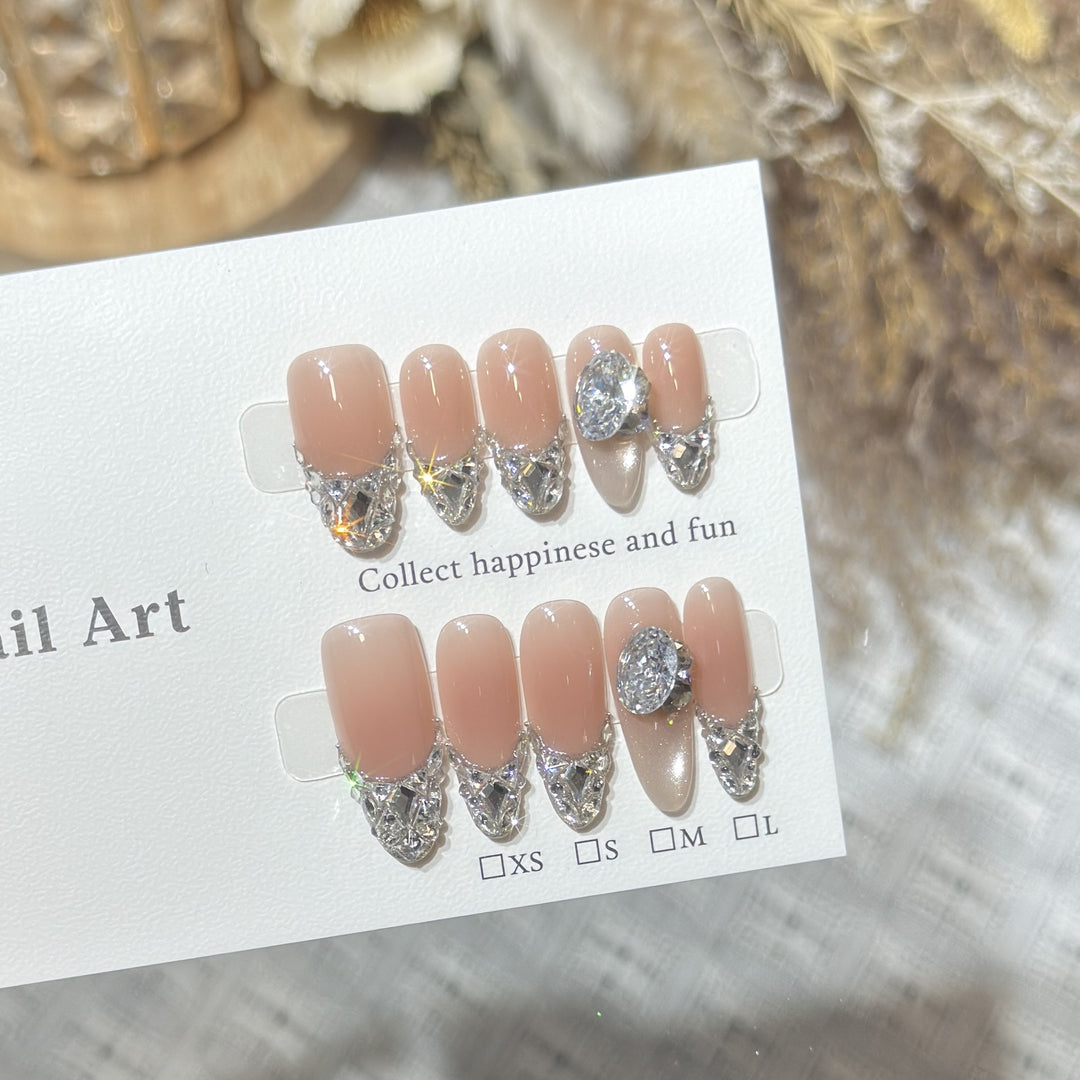 Elegant Rhinestone-Accented Press-On Nail Tips Kalsten