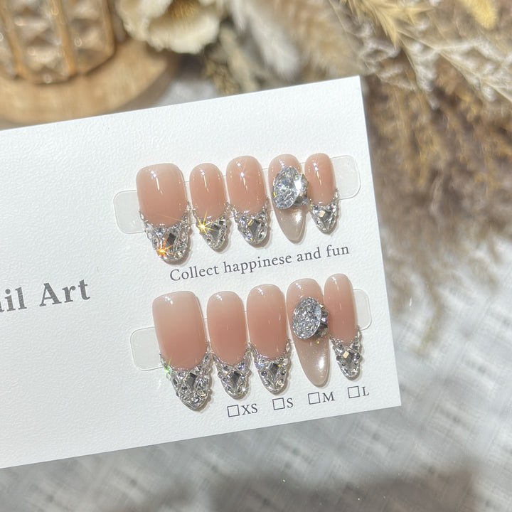 Elegant Rhinestone-Accented Press-On Nail Tips Kalsten
