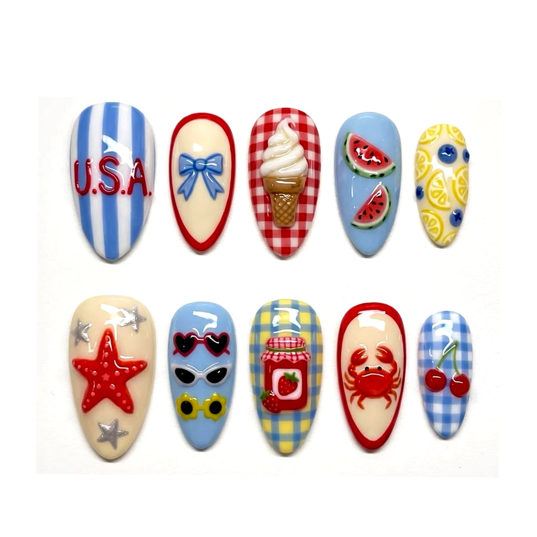 Artificial nail set with summery motifs Kalsten