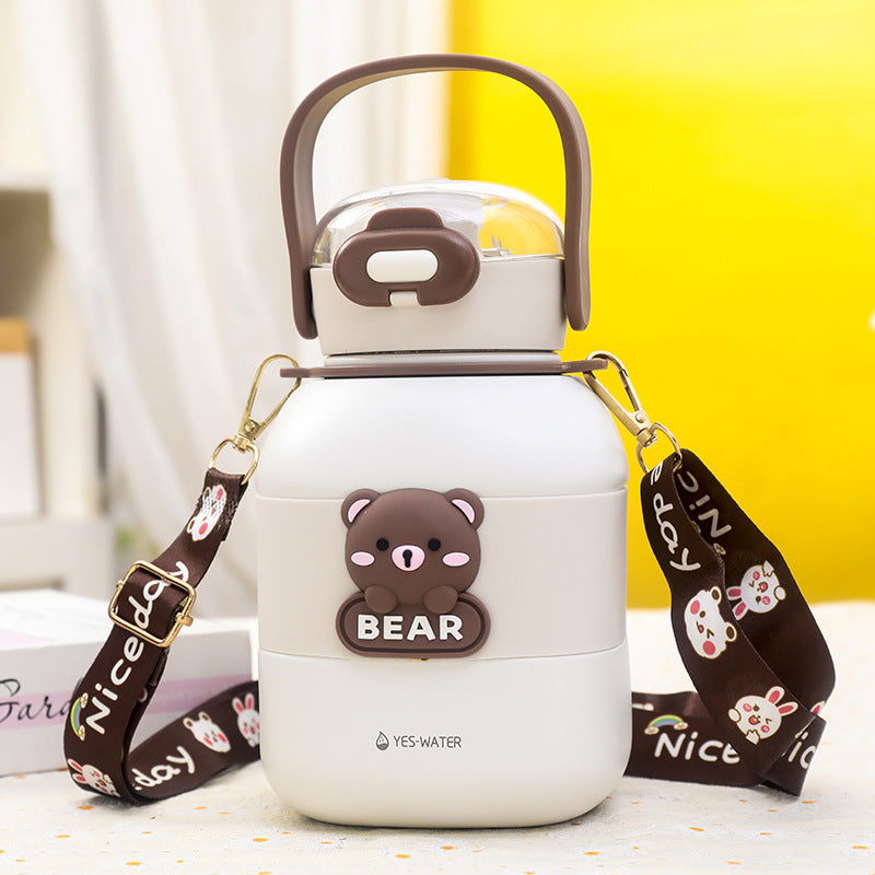 Women's insulated drinking bottle with practical carrying strap and cute bear motif Kalsten