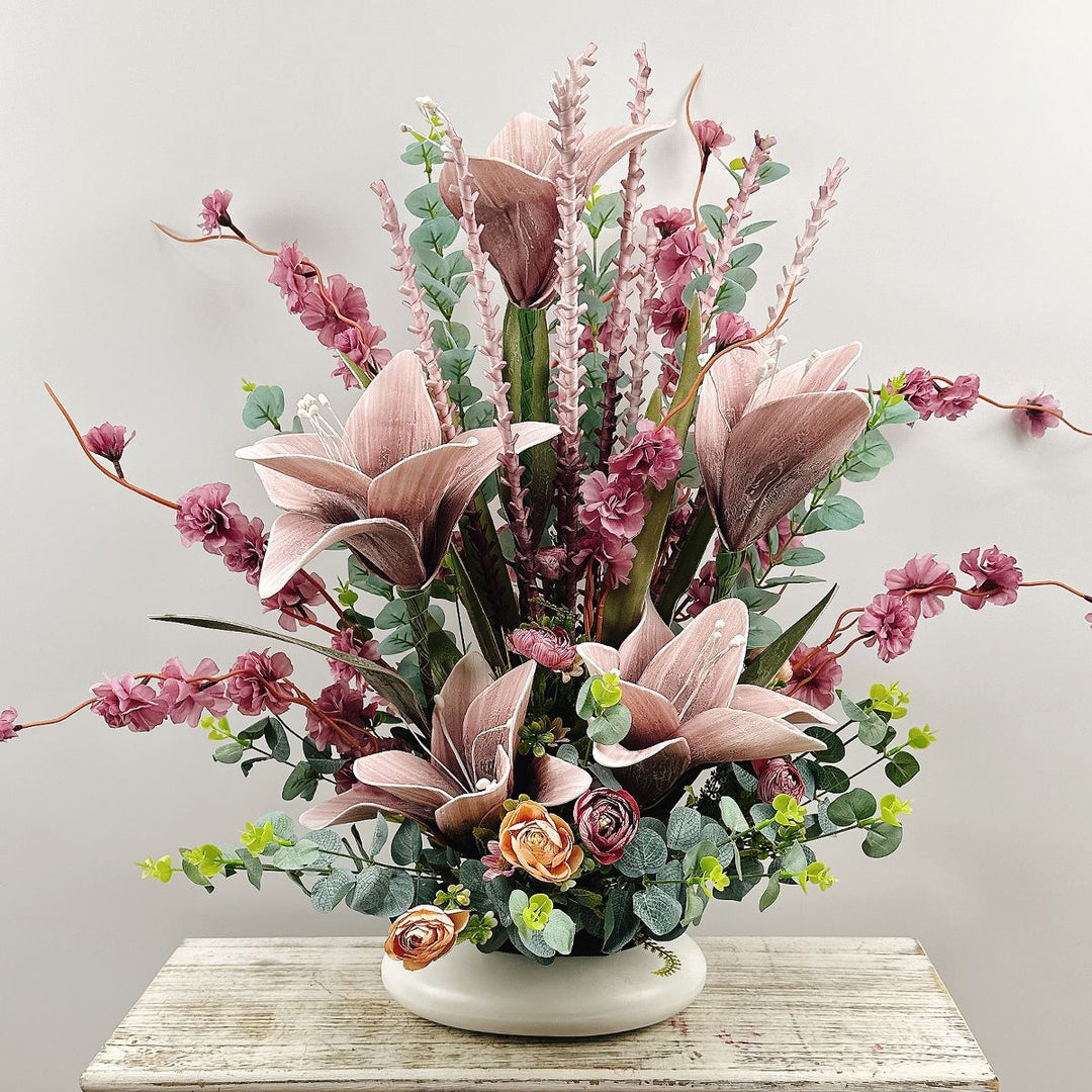 Lifelike Floral Arrangement in Decorative Ceramic Vase