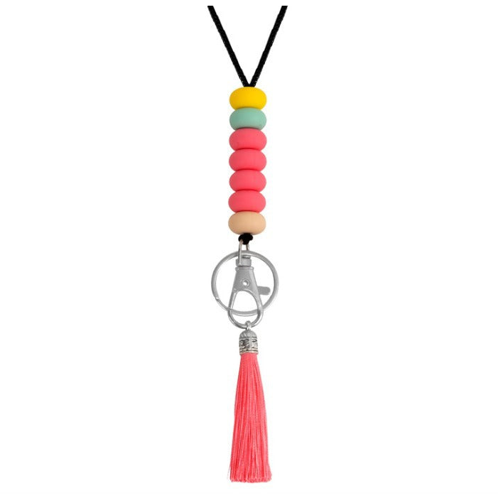 Colorful Beaded Keychain Lanyard with Tassel Kalsten