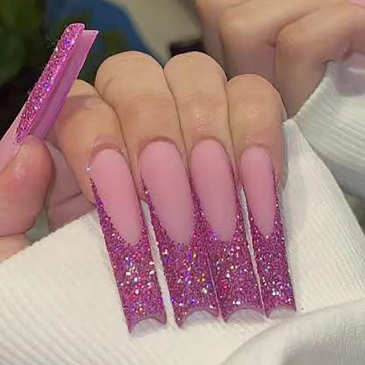 Glamorous Glitter-Accent Stiletto Press-On Nails Kalsten