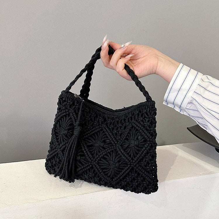 Macramé Shoulder Bag with Artistic Knot Design Kalsten