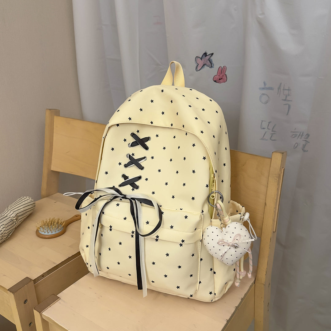 Cute Lace-Up Star Print Backpack