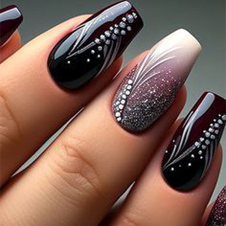 Glamorous Decorative Stiletto Press-On Nails Kalsten