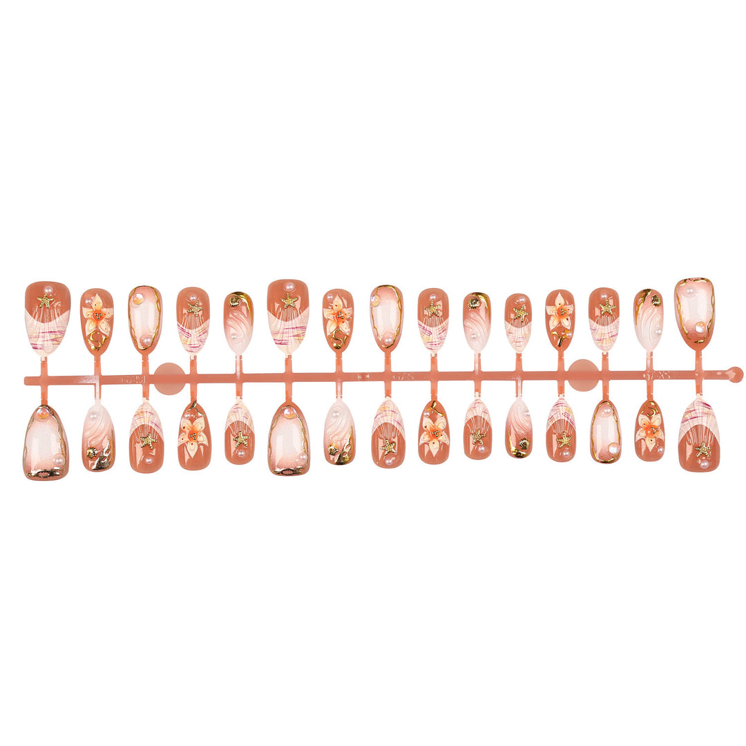 Artistic Floral Press-On Nail Tips Set