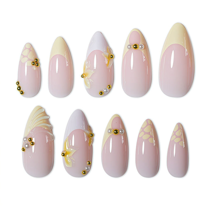 Elegant Natural Floral Press-On Nail Art Kalsten