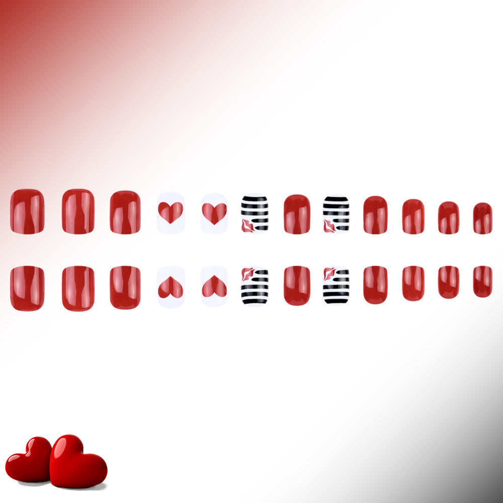 Artistic Heart-Themed Press-On Nail Art Kalsten