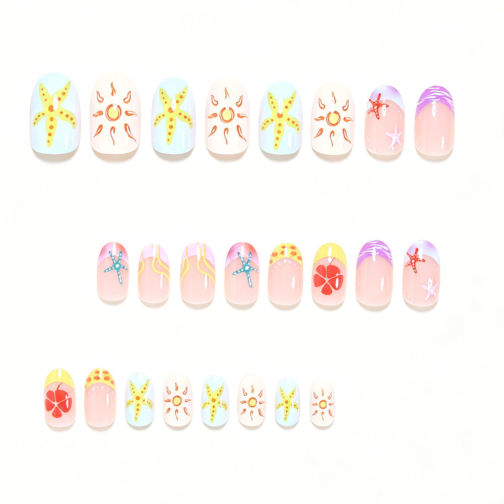 Artistic Summer-Themed Press-On Nail Art Kalsten