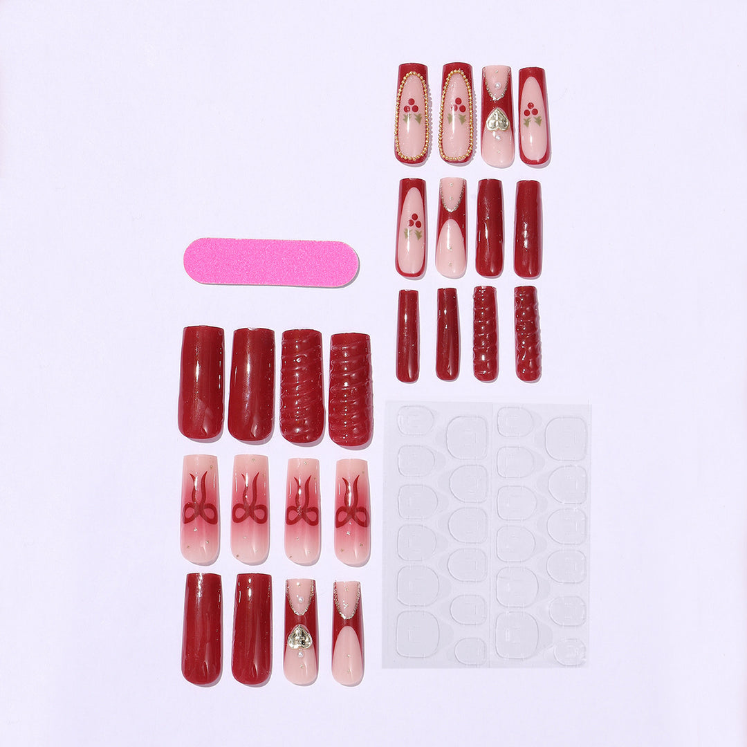 Artificial nail set with festive accents and glitter embellishments Kalsten