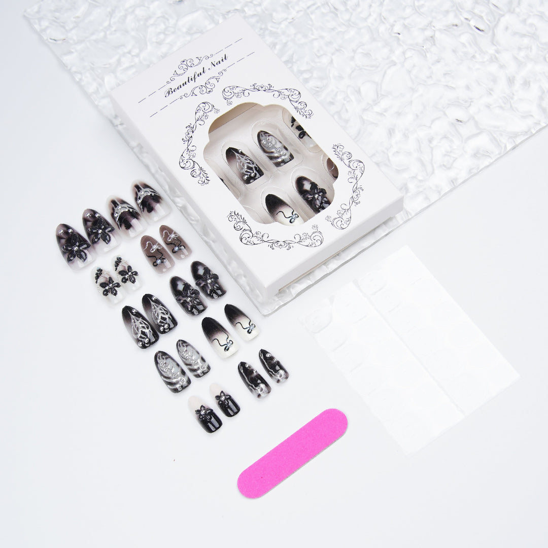 Elegant acrylic nail set with complex designs Kalsten