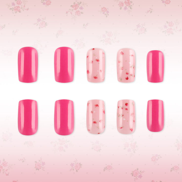 Elegant Floral Accent Press-On Nails Kalsten
