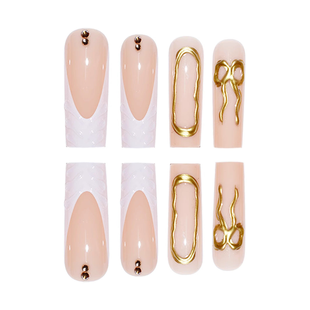 Elegant Bow-Embellished Press-On Nails Kalsten