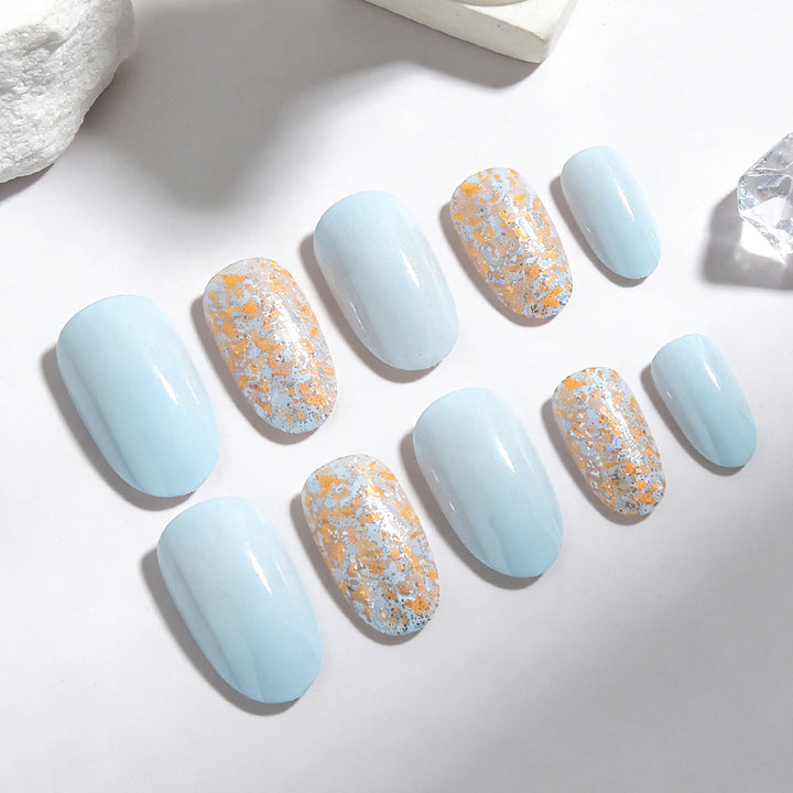 Elegant Press-On Nail Art Set with Glitter Accents Kalsten
