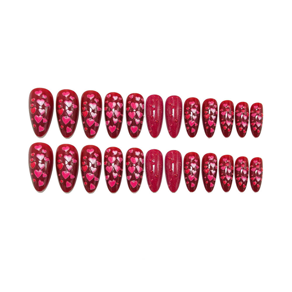 Artificial nails with heart design and gloss finish Kalsten
