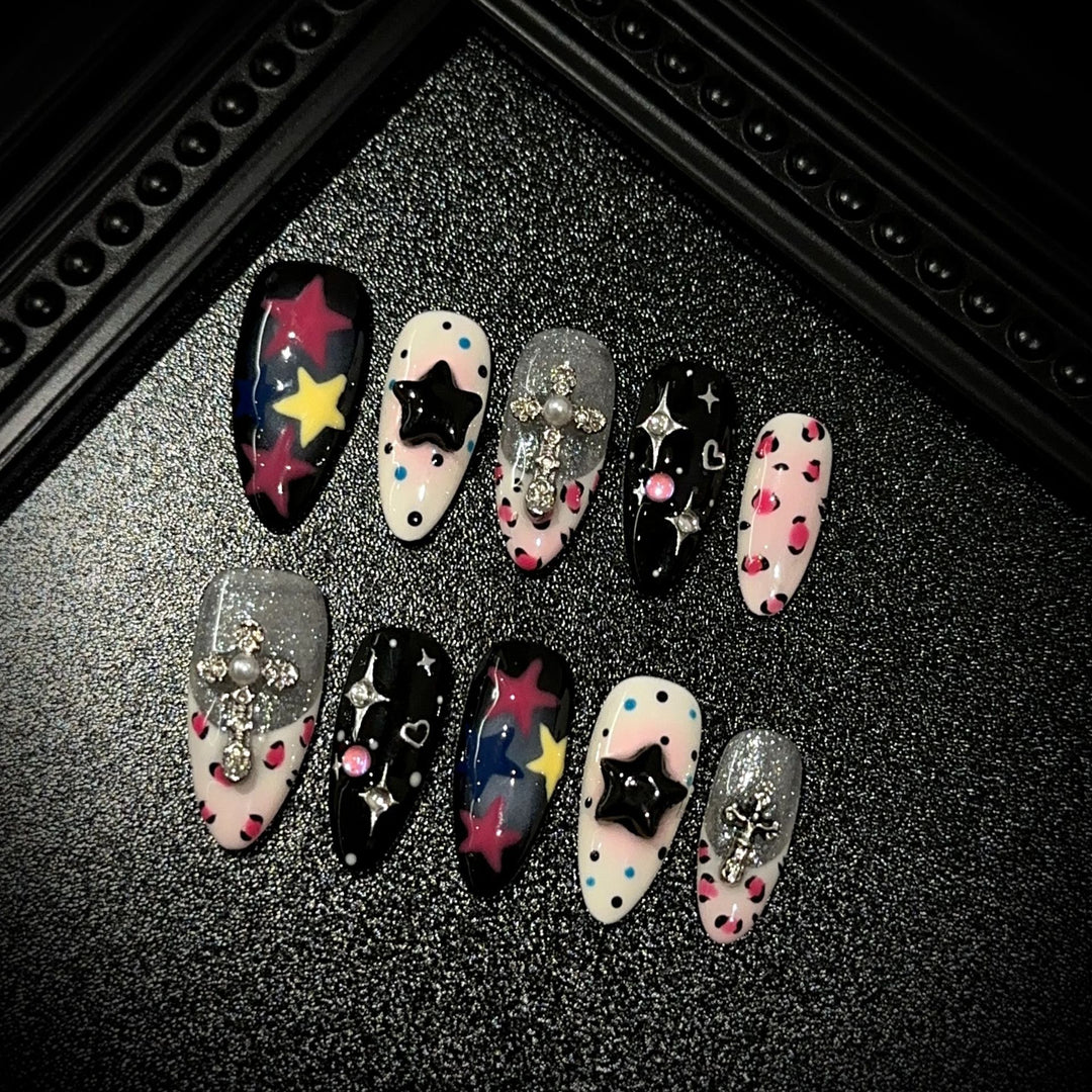 Artistic Star-Themed Press-On Nail Set