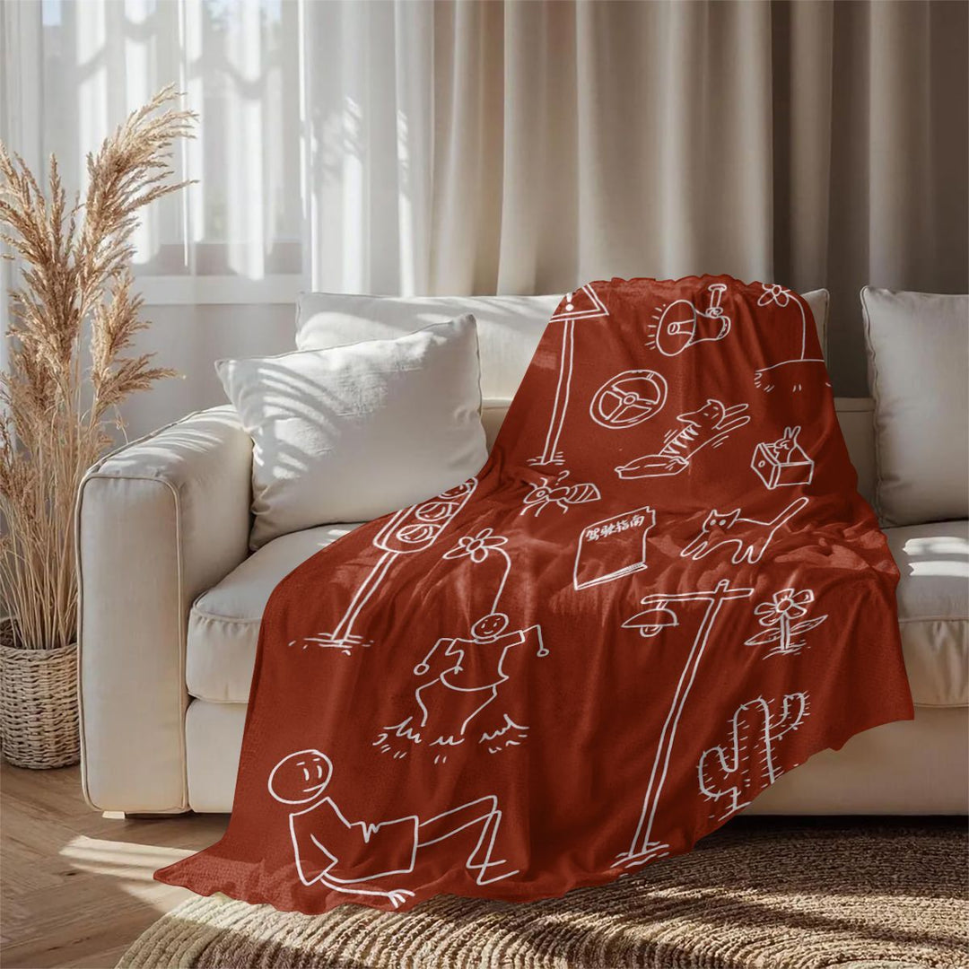 Fun Illustrated Plush Throw Blanket