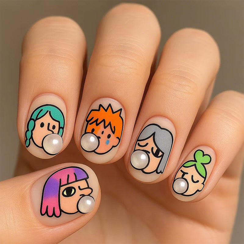 Cartoon-Themed Press-On Nail Art Set kalsten
