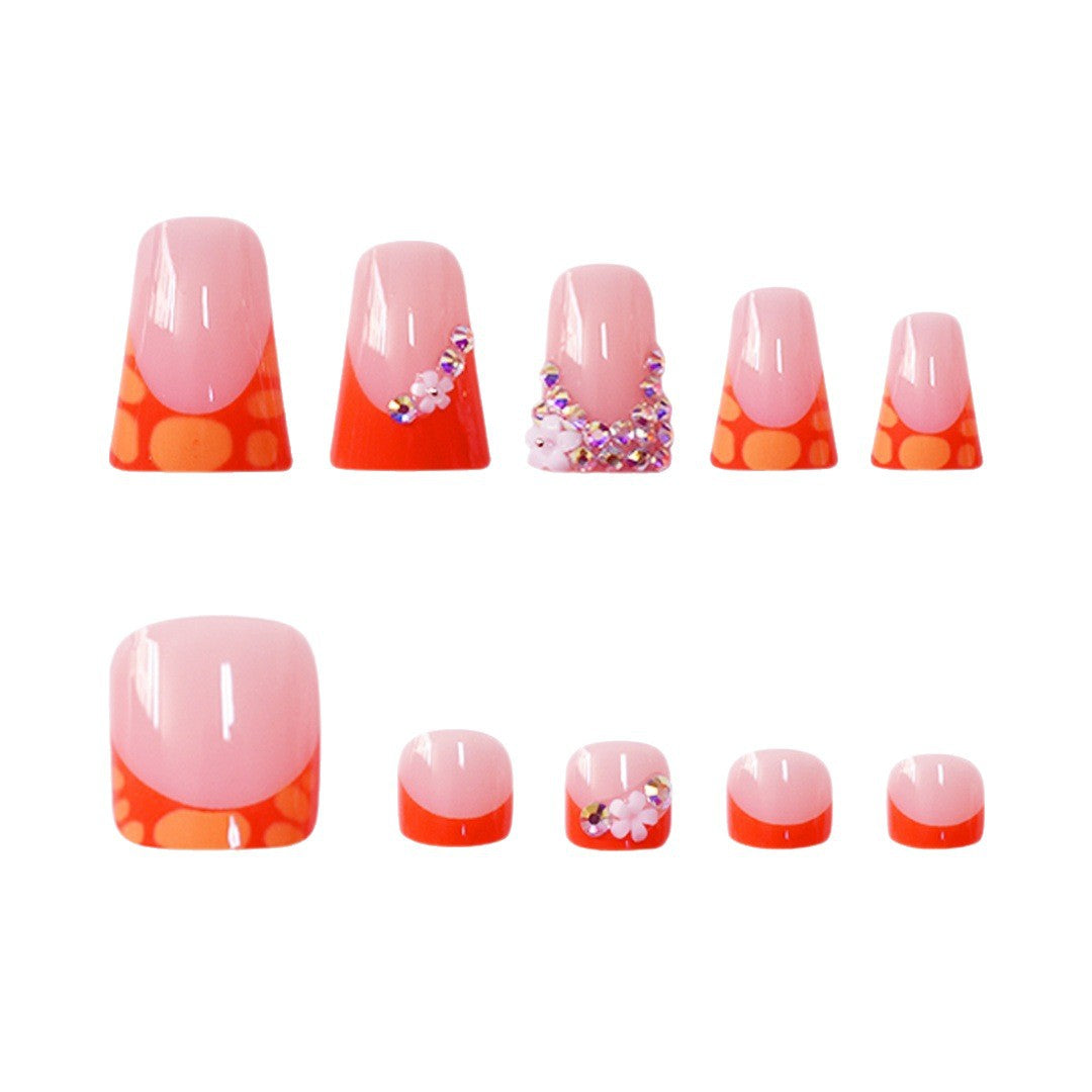 Decorative Press-On Nail Set with Vibrant Shapes and Gems Kalsten