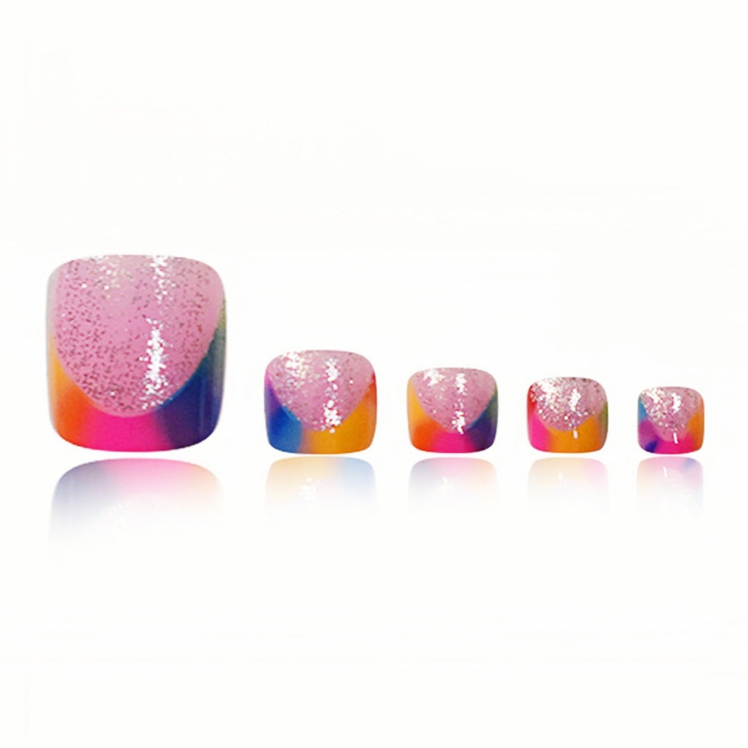 Vibrant Geometric Press-On Toe Nails Kalsten