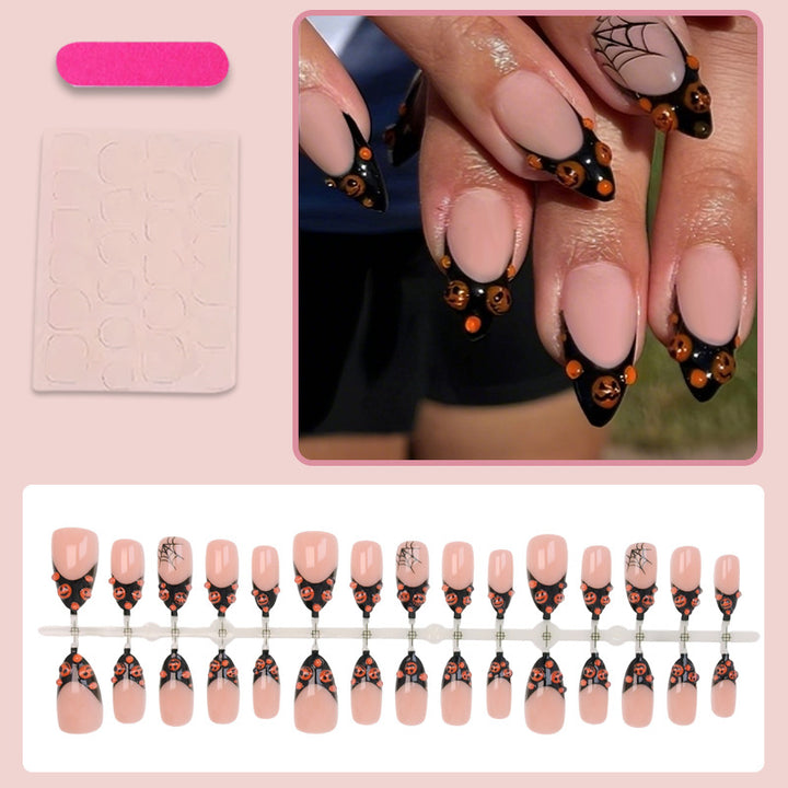 Halloween Art Nail Set with Creative Pumpkin and Spider Designs Kalsten
