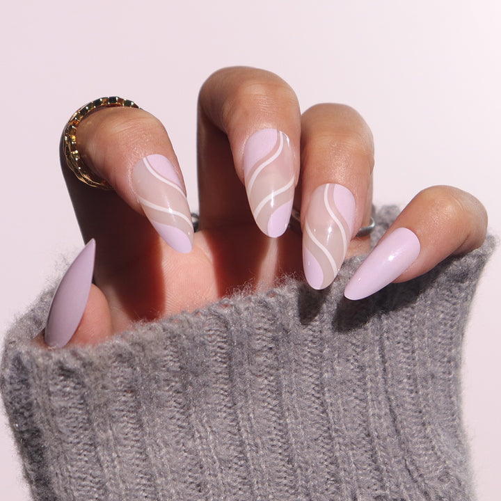 Elegant Stiletto Press-On Nails with Artistic Swirl Design Kalsten