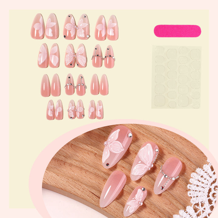Decorative Press-On Nail Art Set with Butterfly Accents kalsten