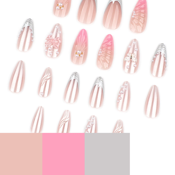 Artful stiletto nails with floral and glitter accents Kalsten