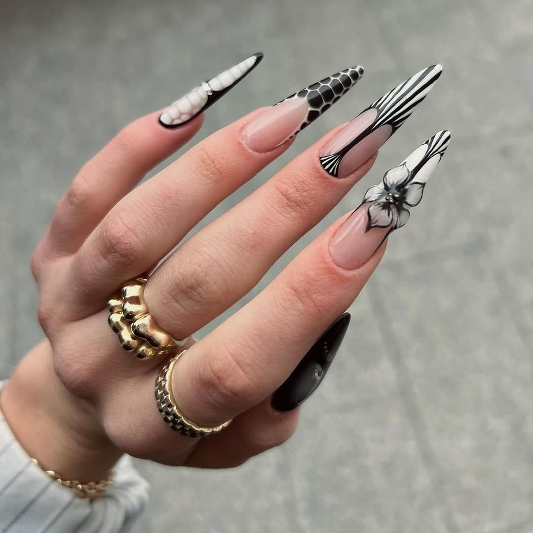 Artistic Floral Tip Nail Enhancements Kalsten