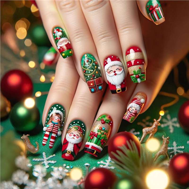 Festive Holiday Themed Nail Art Kalsten