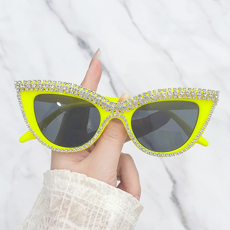 Glamorous Rhinestone-Embellished Shield Sunglasses Kalsten