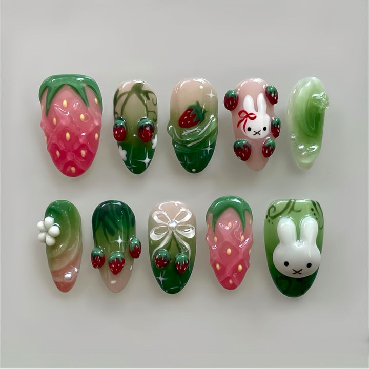 Creative Strawberry-Themed Press-On Nails Kalsten