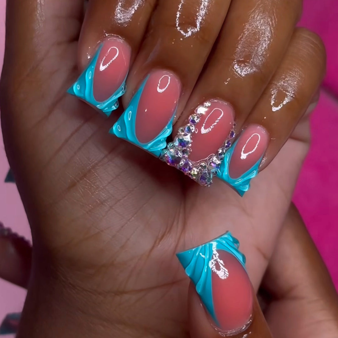 Decorative Press-On Nail Art Extensions with Rhinestone Accents Kalsten