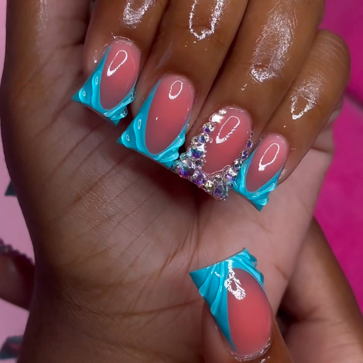 Decorative Press-On Nail Art Extensions with Rhinestone Accents Kalsten