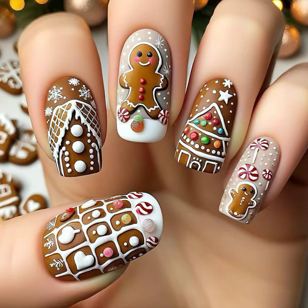 Artificial nails in gingerbread house design Kalsten