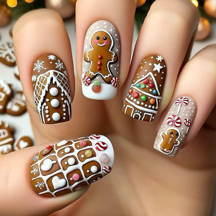 Artificial nails in gingerbread house design Kalsten