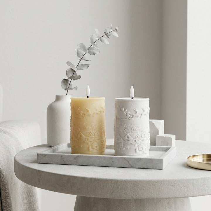 Fragrant pillar candle with high relief design