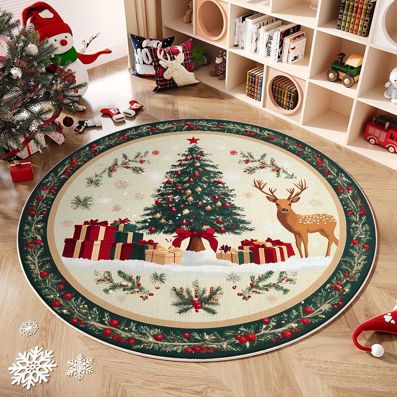 Christmas-Themed Round Area Rug Kalsten