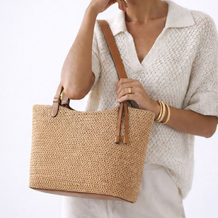 Natural Straw Beach Tote