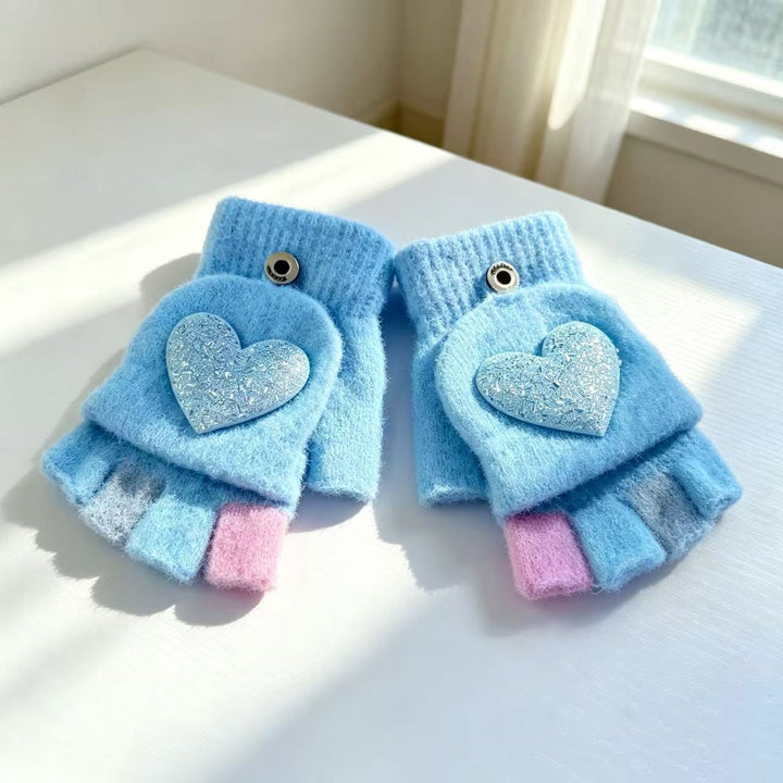 Heart Embellished Fingerless Gloves Kalsten