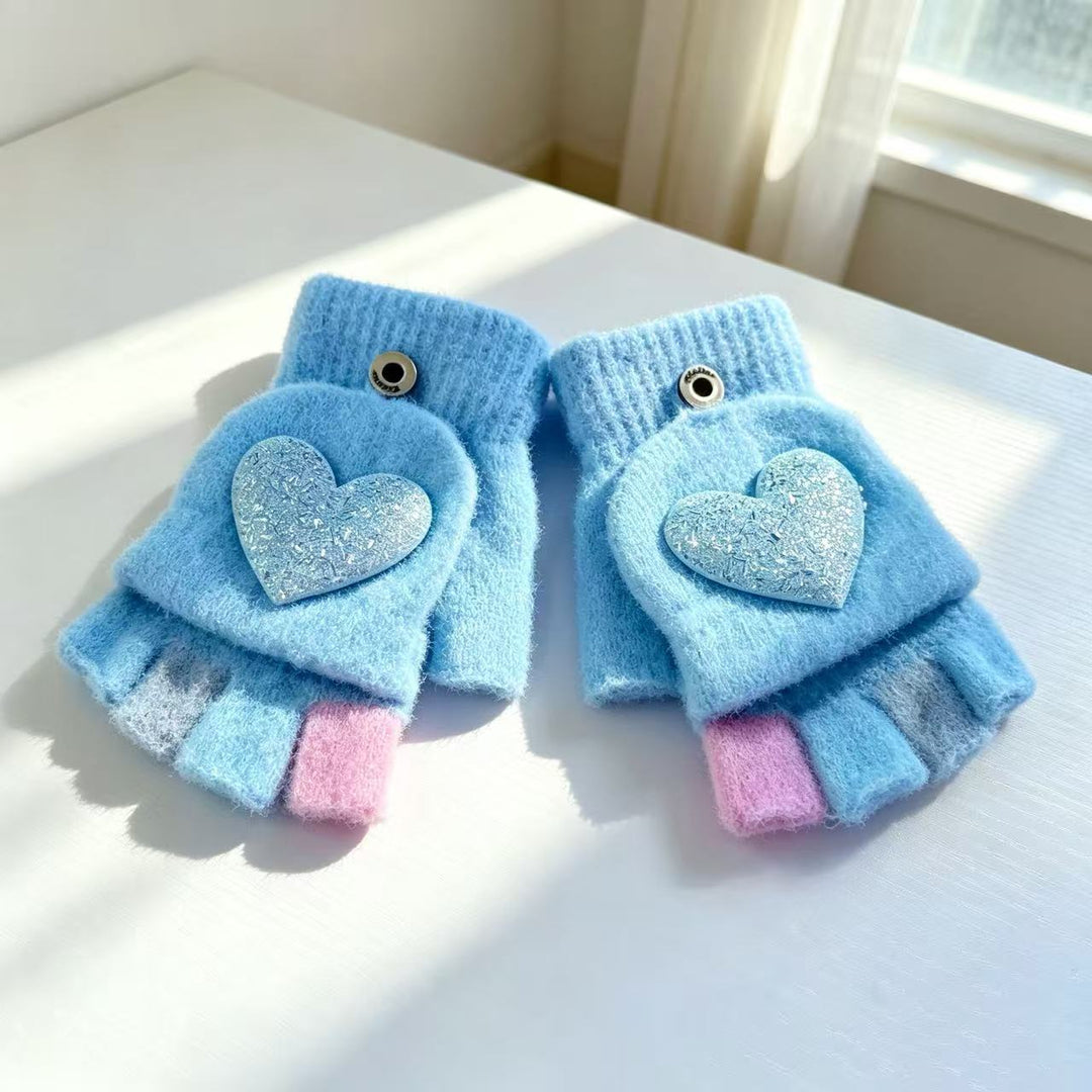 Playful Heart-Themed Fingerless Gloves Kalsten
