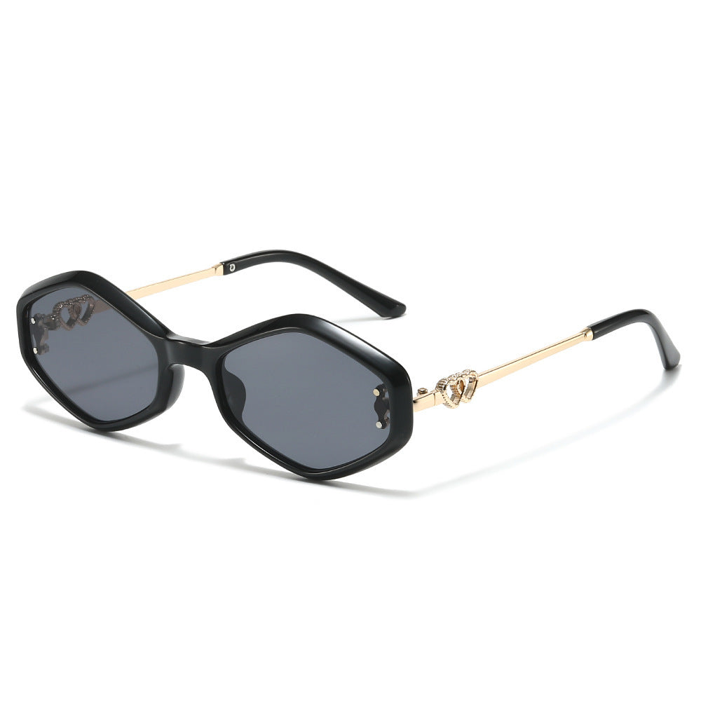 Geometric Frame Sunglasses with Rhinestone Accents Kalsten